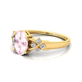 Criss Cross Diamond Ring with Oval Cut Morganite