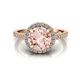 Classic Round Halo Diamonds with Solitaire Morganite Engagement Ring