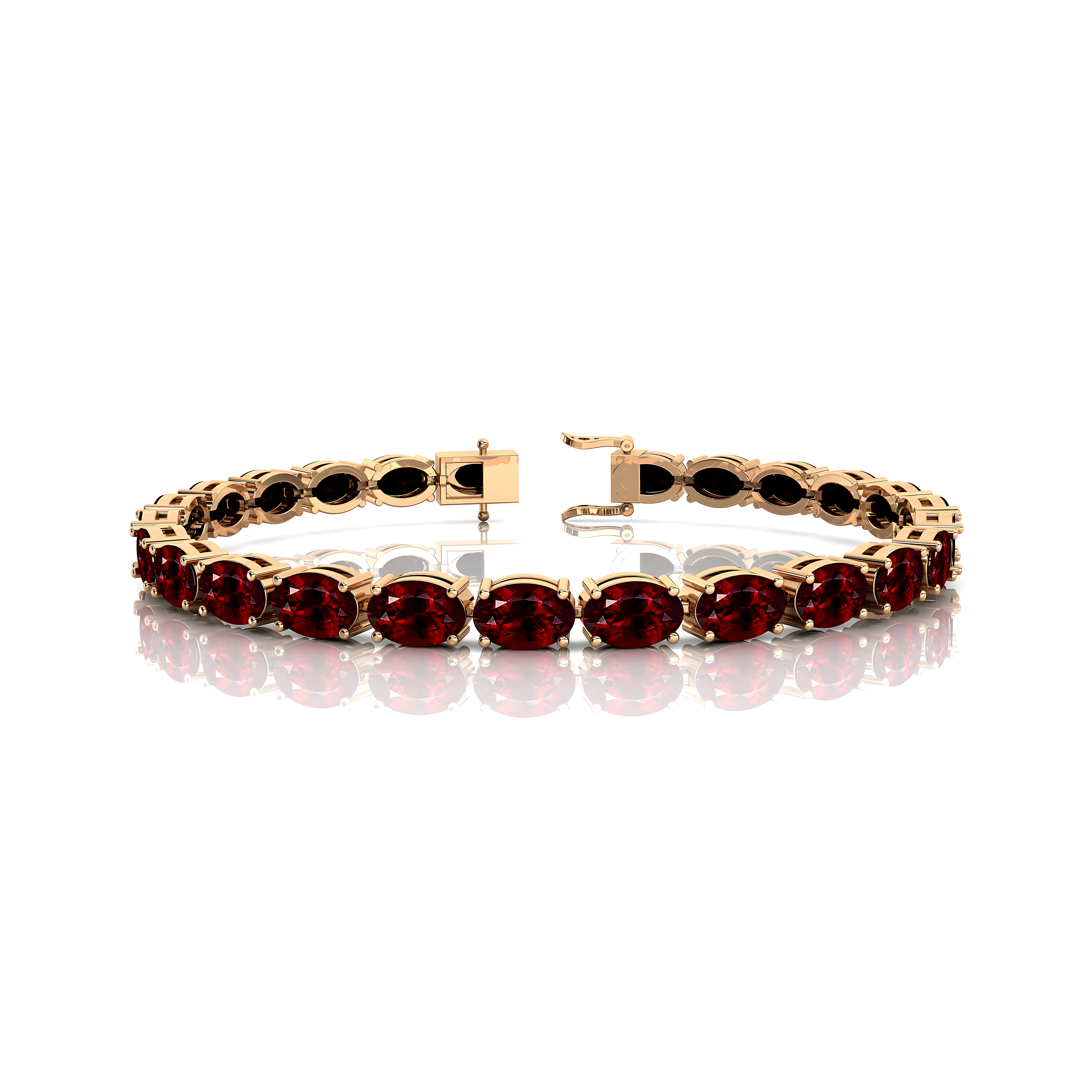Genuine Garnet Tennis Bracelet - 14k 18k Solid Rose Gold Bracelet Gemstone Fine Bridal Jewelry - GeumJewels