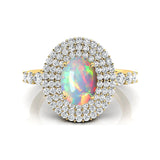 Triple Halo Diamond Oval Cut Opal Cocktail Ring