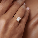 Emerald Cut Lab-Grown Solitaire Diamond Ring 14kt White Gold Engagement Jewelry