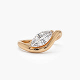 Lab Grown Diamond Marquise Cut Sleek Design Engagement Ring 14kt Solid Gold Jewelry