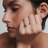 Lab-Grown Diamond Long Cushion Ring 14k Solid Gold Jewelry