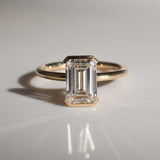 Emerald Cut Lab-Grown Solitaire Diamond Ring 14kt White Gold Engagement Jewelry