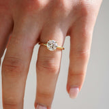 Lab-Grown Diamond Round Cut Solitaire Ring 14K Solid Gold Engagement Ring
