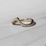 Lab Grown Diamond Ring 14kt White Gold Wavy Chevron Band Engagement Jewelry