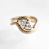 14kt White Gold Marquise Cut Lab Grown Diamond Wave Ring