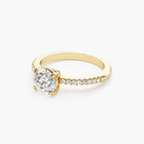 Lab Grown Diamond Ring Round Cut Half Eternity Band 14kt Yellow Gold Jewlery