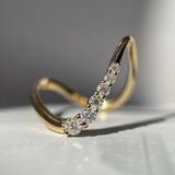 Lab Grown Diamond Engagement Ring 14kt Yellow Gold Wavy Design Band