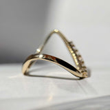 Lab Grown Diamond Engagement Ring 14kt Yellow Gold Wavy Design Band