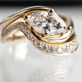 14kt White Gold Marquise Cut Lab Grown Diamond Wave Ring
