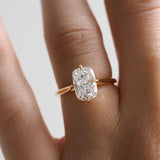 Lab-Grown Diamond Long Cushion Ring 14k Solid Gold Jewelry