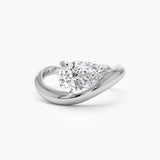 Lab Grown Pear Shaped Wave Diamond Engagement Ring 14kt Solid Gold Jewelry