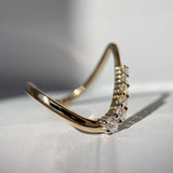 Lab Grown Diamond Engagement Ring 14kt Yellow Gold Wavy Design Band