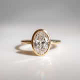 Oval Bezel Set Lab Grown Diamond Engagement Rings 14kt Rose Gold