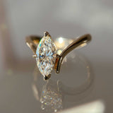 Lab Grown Diamond Marquise Cut Ring 14kt Solid Gold Engagement Jewelry