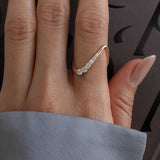 Lab Grown Diamond Engagement Ring 14kt Yellow Gold Wavy Design Band