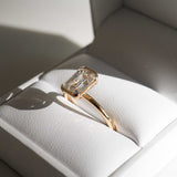 Emerald Cut Lab-Grown Solitaire Diamond Ring 14kt White Gold Engagement Jewelry