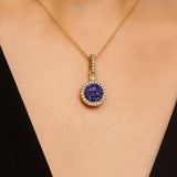 Classic Solitaire Round Alexandrite Halo Diamond Dangle Pendant - GeumJewels