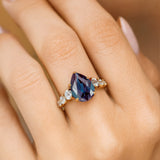 Pear Cut Alexandrite with Graduated Diamonds Ring - GeumJewels
