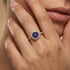 Classic Round Halo Diamonds with Solitaire Alexandrite Engagement Ring - GeumJewels
