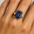 Emerald Shaped Alexandrite with 3mm Accent Solitaire Engagement Ring - GeumJewels