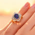 Oval Solitaire Alexandrite Baguette and Round Diamond Cocktail Ring - GeumJewels