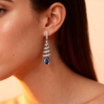 Spiral Diamond Pear Cut Alexandrite Dangle Earrings - GeumJewels