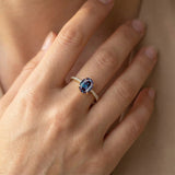 Oval Solitaire Alexandrite with Accent Diamonds Engagement Ring - GeumJewels