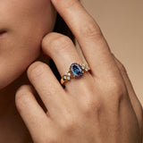 Criss Cross Diamond Ring with Oval Cut Alexandrite