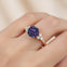 Trio Diamond Engagement Ring with Round Solitaire Alexandrite - GeumJewels