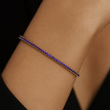 Pulsera tenis de amatista de oro de 14 quilates y 2 mm: Joyas de boda de piedra de nacimiento de febrero