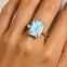 Emerald Shaped Aquamarine with 3mm Accent Solitaire Engagement Ring - GeumJewels