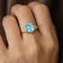 Trio Diamond Engagement Ring with Oval Cut Aquamarine - GeumJewels