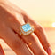 Vintage Style Square Cut Aquamarine Diamond Ring - GeumJewels
