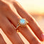 Flower Inspired Cluster Diamond Oval Aquamarine Engagement Ring - GeumJewels