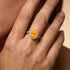Oval Solitaire Citrine Halo Diamond Engagement Ring - GeumJewels