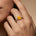 Criss Cross Diamond Ring with Oval Cut Citrine - GeumJewels