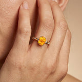 Oval Solitaire Citrine Ring with Twisted Wire Diamond Band