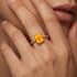 Cushion Cut Citrine Engagement Ring with Distant Diamond Band - GeumJewels