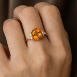 Trio Diamond Engagement Ring with Oval Cut Citrine - GeumJewels