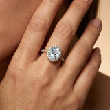 Oval Solitaire Lab Diamond Halo Diamond Engagement Ring