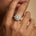 Triple Halo Diamond Oval Cut Lab Diamond Cocktail Ring - GeumJewels