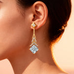 Inverted Princess Cut Lab Diamond Drop Earrings with Diamonds - GeumJewels