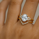 Lab Diamond Gold Ring with Stackable Diamond Band - GeumJewels