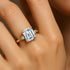 Emerald Cut Lab Diamond and Diamond Three Stone Ring - GeumJewels