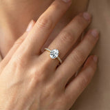 Oval Solitaire Lab Diamond with Accent Diamonds Engagement Ring - GeumJewels