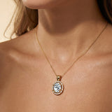 Vintage Style Oval Shaped Lab Diamond Halo Set with Diamond Accents