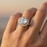 Vintage Style Elongated Oval Lab Diamond Halo Diamond Twisted Ring