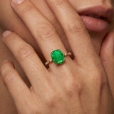 Cushion Cut Emerald Engagement Ring with Distant Diamond Band